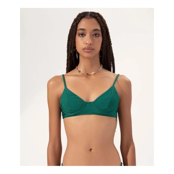 Salinas NWT Textured Blue Cheeky Bikini Swim Suit Set Size Small - Picture 5 of 7